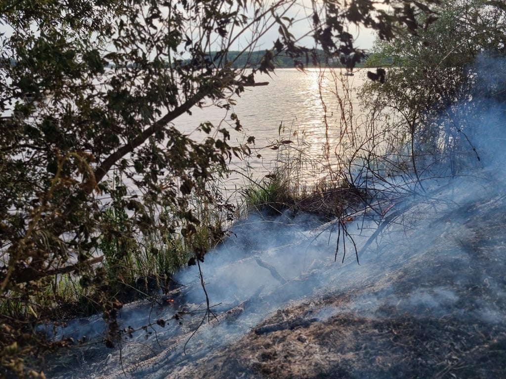Impressionen vom Flächenbrand bei Burg, zu dem am Sonntagabend, 22. Juni 2025, vier Feuerwehren ausgerückt sind.