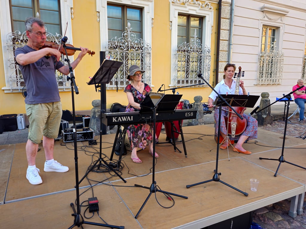 Besondere Musik, besonderes Ensemble. Die Hamburger Ratsmusik, die bereits das Eröffnungskonzert der diesjährigen Fasch-Festtage gestaltet hatte, ließ es sich nicht nehmen, den Zerbstern ihren Hofkapellmeister auch beim Straßenmusikfest näher zu bringen, was großartig gelungen ist.