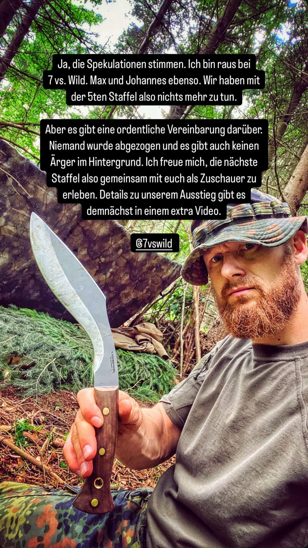 Diese Instagram-Story postete Meinecke wenige Tage nach der Bekanntgabe der fünften Staffel von "7 vs. Wild".