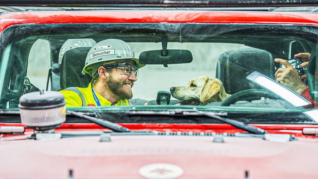 Erstmals trainierte die Grubenwehr zusammen mit der Rettungshundestaffel des ASB in Zielitz unter Tage. Neu war das nicht nur für das Kaliwerk, sondern auch für Phillip Paelecke und Labrador Hicks.