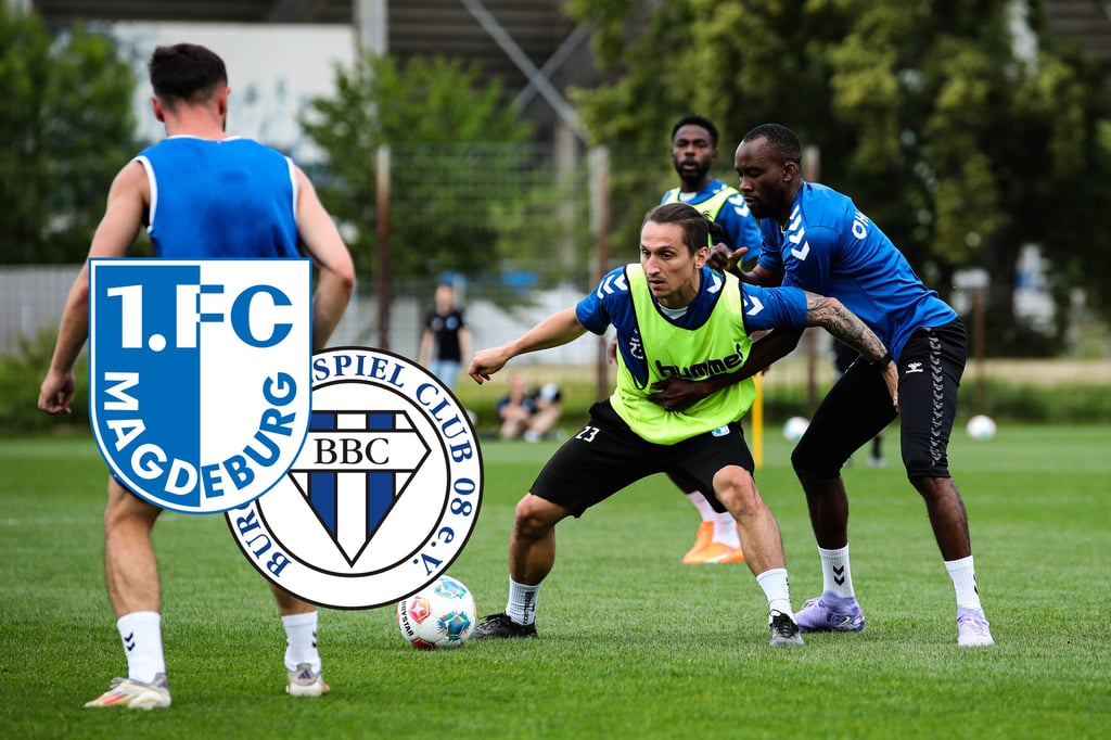 Baris Atik (Mi.) mit seinen Kollegen beim Trainingsauftakt: Am 25. Juni testet der FCM den Burger BC.