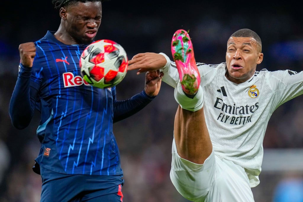 Hier noch gegen Real Madrid und Kylian Mbappe, bald bei Hannover 96: Abwehrspieler Hendry Blank (l).