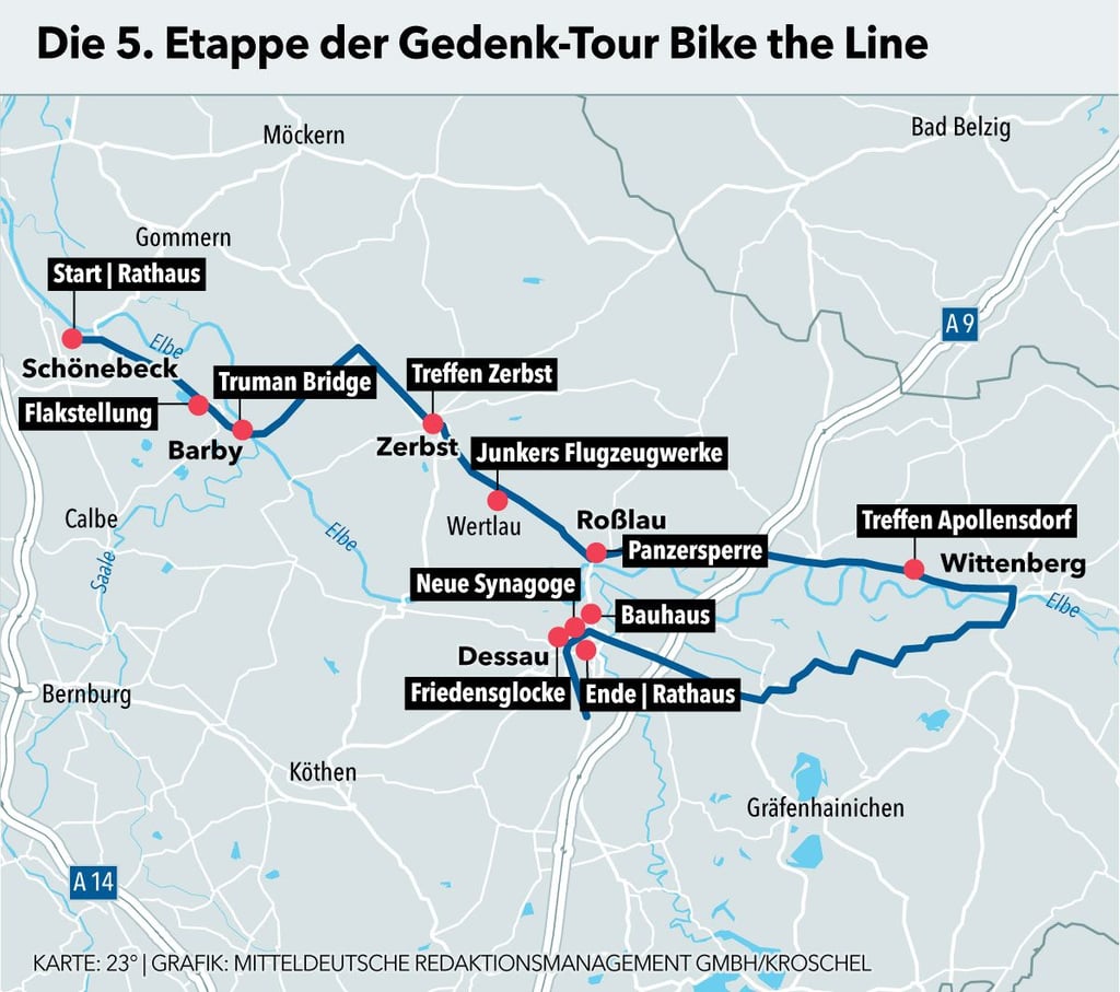 Die 5. Etappe der Bike-the-Line-Tour erstreckt sich von Schönebeck bis nach Dessau.
