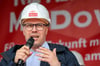 Sachsens Wirtschaftsminister Dirk Panther sprach im Mai auch auf der Gewerkschaftsdemo in Böhlen.