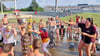 Wasserspiele gehören  zum   festen  Programm  des  Zeltlagers  Elster.  Dabei steht der  Spaß  an erster  Stelle.