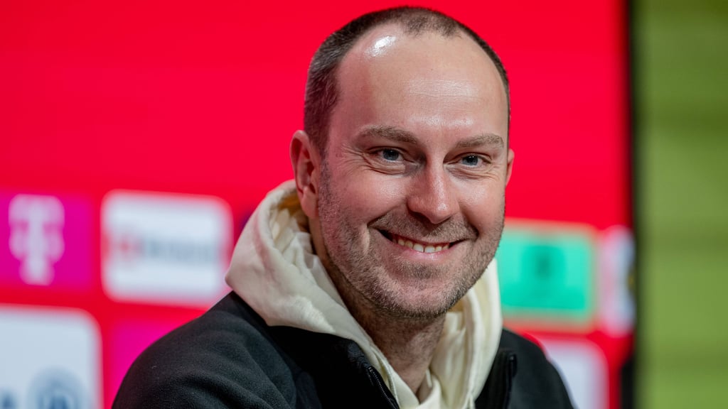 RB Leipzigs neuer Trainer Ole Werner auf einer Pressekonferenz in München