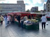Der Wochenmarkt in Halle bietet stets frische Lebensmittel.  