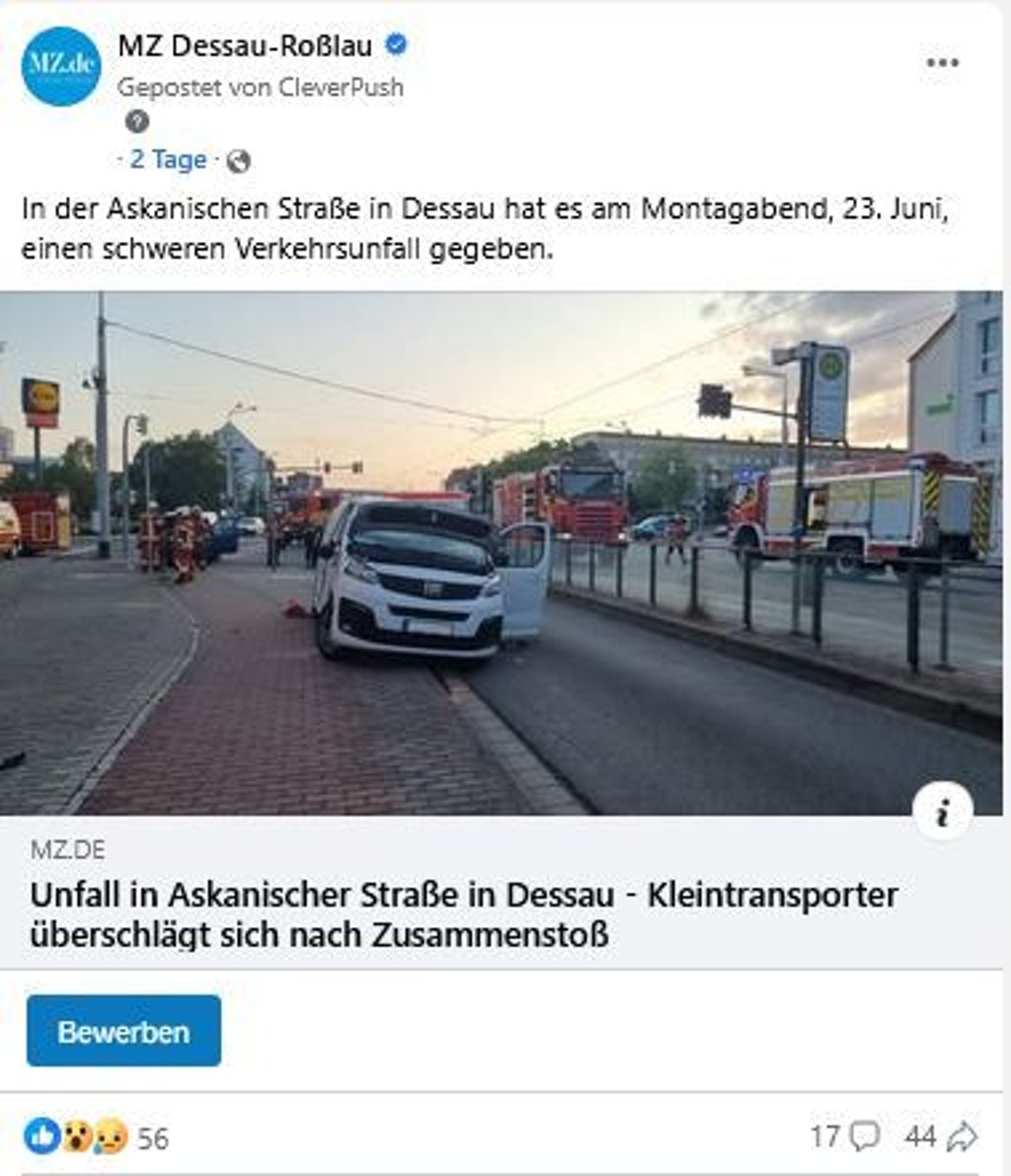 In der Askanischen Straße in Dessau hat es diese Woche einen schweren Unfall gegeben.