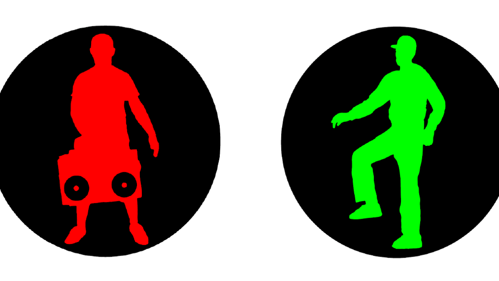 In einer Testphase will die Stadt Dessau-Roßlau Breakdancer als Ampelmännchen einführen. So sieht ein Gestaltungsvorschlag aus.