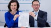 Dorothee Bär (CSU), Bundesforschungsministerin, und Falko Mohrs (SPD), niedersächsischer Minister für Wissenschaft und Kultur, informierten über die Auswahl in der Exzellenzstrategie.