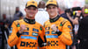 Bitte nicht crashen: Die WM-Rivalen Lando Norris (l) und Oscar Piastri.