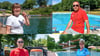 Vier Schwimmmeister und Rettungsschwimmer, die in den Bädern über die Sicherheit der Badegäste wachen: Uta Beltrame (oben, links),  Stamojevic Blagoj (oben, rechts), Draško Keča (unten, links), Heike Reckmann (unten, rechts).