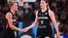 Das WNBA-Duo Leonie Fiebich und Luisa Geiselsöder (r) hat Deutschland bei der EM auf Platz fünf geführt.
