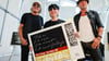 Eine der vier Scorpions-Briefmarken zeigt eine Textzeile des Songs „Wind of Change“ in Klaus Meines Handschrift.