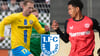 Max Klump (li.) spielte zuletzt bei Lok Leipzig, Akim Kister für Bayer Leverkusen. Beide spielten beim 1. FC Magdeburg II gegen den FSV Schöningen.