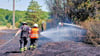 Die Feuerwehren löschen einen  Feldbrand  von 13 Hektar   an der B 107 in  Coswig.