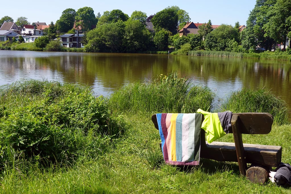 Der Obere Teich in Stiege: Anziehungspunkt für Angler und Schwimmer.