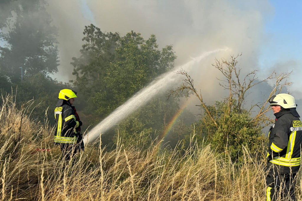 Die Einsatzkräfte arbeiten wegen der Hitze an der Belastungsgrenze.