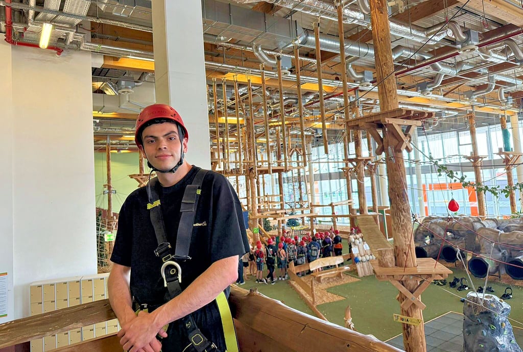 MZ-Redakteur Sebastian Meyer testete den Kletterwald in Günthersdorf beim Nova aus.