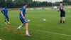 Daniel Heber (li.) und Samuel Loric trainierten beim 1. FC Magdeburg individuell.
