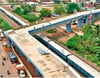 Die neue Brücke mit der 90-Grad-Kurve.