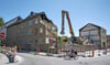 Abrissbagger in der Markt- und Wallstraße