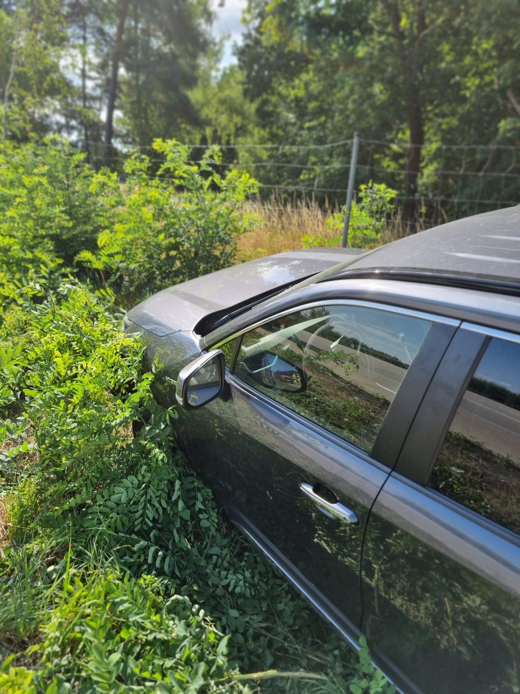Das Auto aus Frankreich ist auf der A2 bei Burg von der Fahrbahn abgekommen und in ein Waldstück gekrscht.