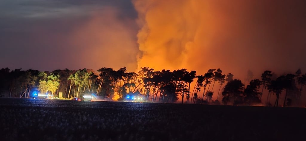 Kräfte der Feuerwehren waren die ganze Nacht bei Rodleben im Einsatz.