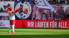 Eine Bandenwerbung bei RB Leipzig.