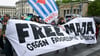 Eine Demonstration „Free Maja“ linker Gruppen fordert die Rückholung von Maja T. aus Ungarn.