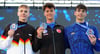 Vor allem Johannes Liebmann und Kuzey Tuncelli (M.) werden sich künftig noch spannende Duelle liefern. Das Podest über 1.500 Meter Freistil komplettierte der Spanier Cristopbal Vargas Trujillo (r.).