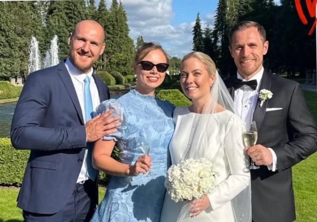 Doppelte Hochzeit beim SC Magdeburg: Nachdem Christian O'Sullivan seine Bettina geheiratet hat, haben sich nun auch Albin Lagergren und seine Maria das Ja-Wort gegeben.