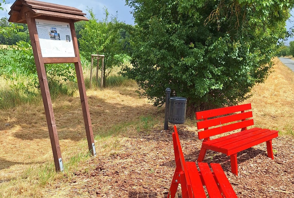Im Visier von Vandalen waren wieder die Anlagen im Naturpark Unteres Saaletal: Die Infotafel wurde stark verbogen.