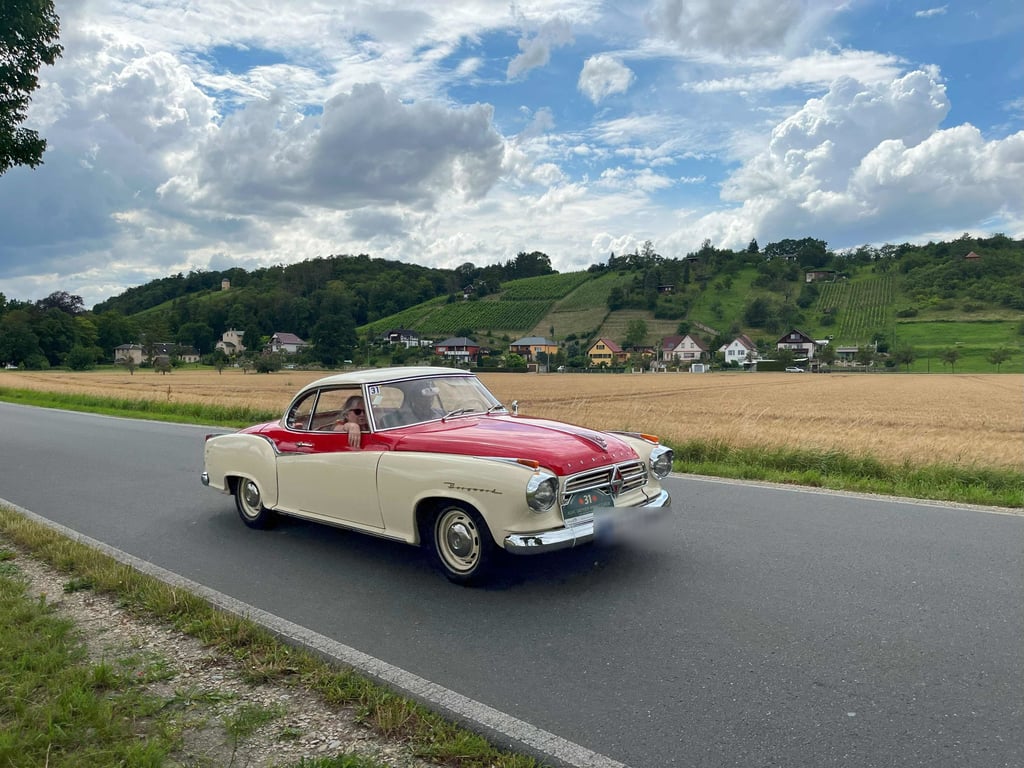 Oldtimer sind bei einer Rundfahrt durch den Harz unterwegs.