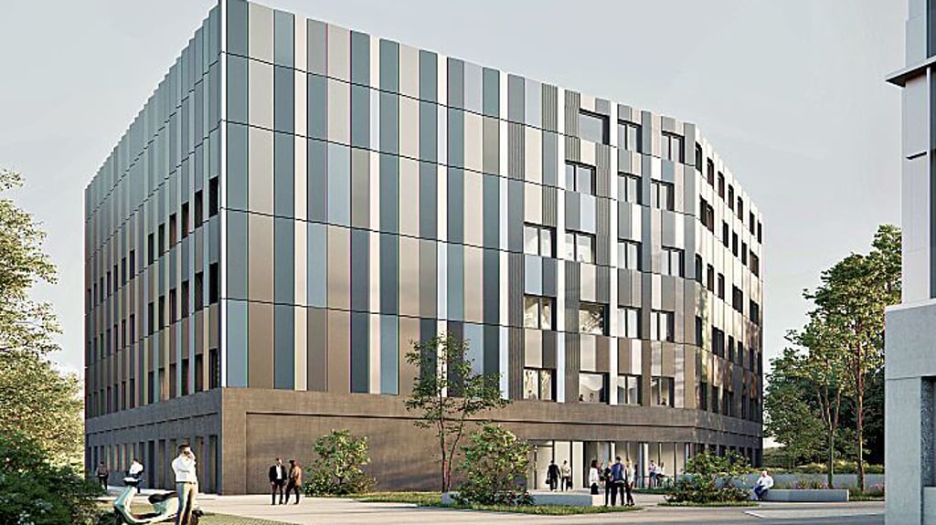 Die Visualisierung zeigt den geplanten Neubau am Weinberg-Campus.
