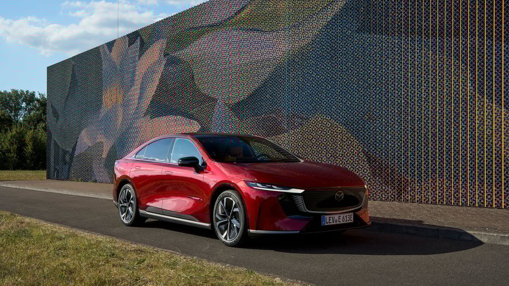 Akku-Limousine: Der Mazda 6e mit E-Antrieb soll dem VW ID.7 Konkurrenz machen.
