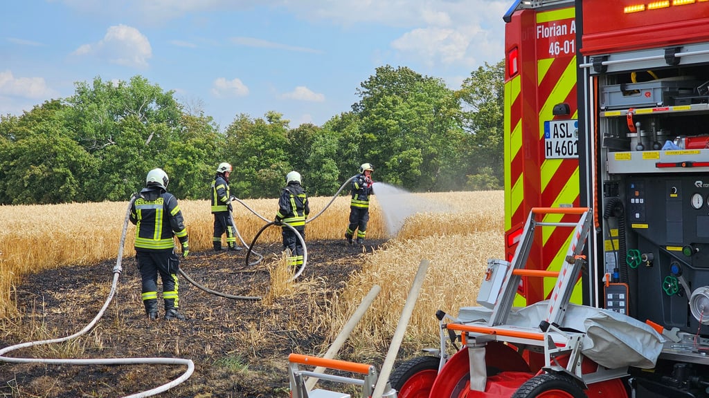 Das Feuer hatte sich am Birkenweg schon ins Getreidefeld gefressen.