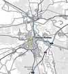 Deutlich erkennbar in gelb ist die innerstädtische B 184. In hellblau sind die östliche B 185 sowie die Ausfallstraße nach Roßlau angezeigt. Hier passierten mehr Unfälle als anderswo.