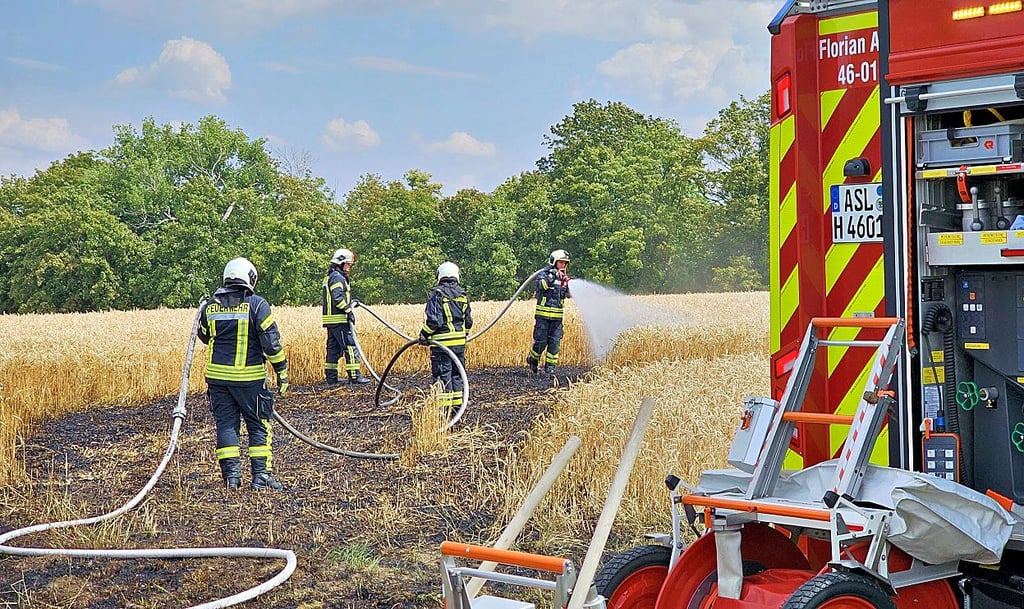 Das Feuer hatte sich am Birkenweg schon ins Getreidefeld gefressen.