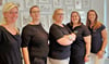 Das Team der Praxis für Ergotherapie von Gitte Hönig in Köthen - von links nach rechts: Susi Dowgan, Anne Homann, Gitte Hönig, Anna Jürschik und Christin Jirsch. Dazu gehören außerdem noch Diana Ächtner und Becky Hartling. 