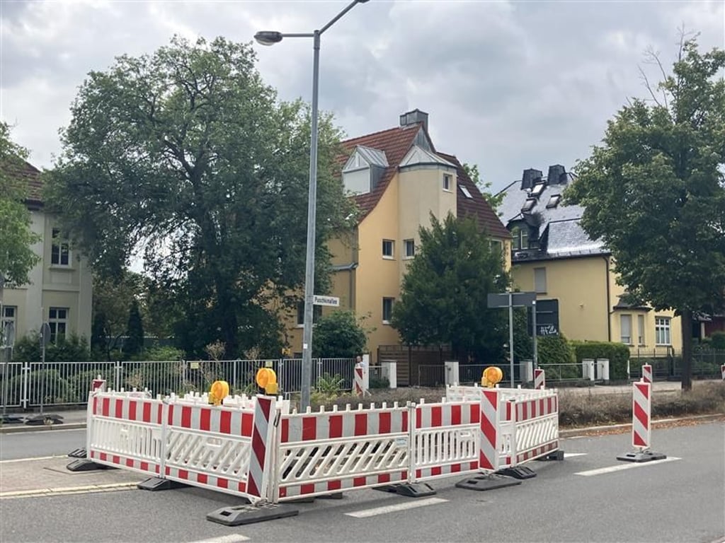 Der Rohrbruch in der Dessauer Puschkinallee.