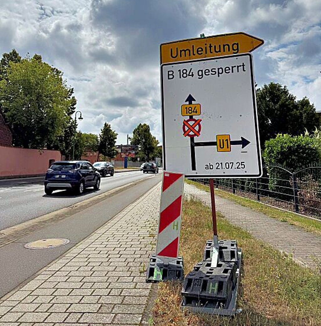 Die B 184 wird ab Montag in Bobbau voll gesperrt.