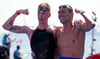 Wie über zehn Kilometer: Erneut jubelten Florian Wellbrock (l.) und Gregorio Paltrinieri über Gold und Silber.