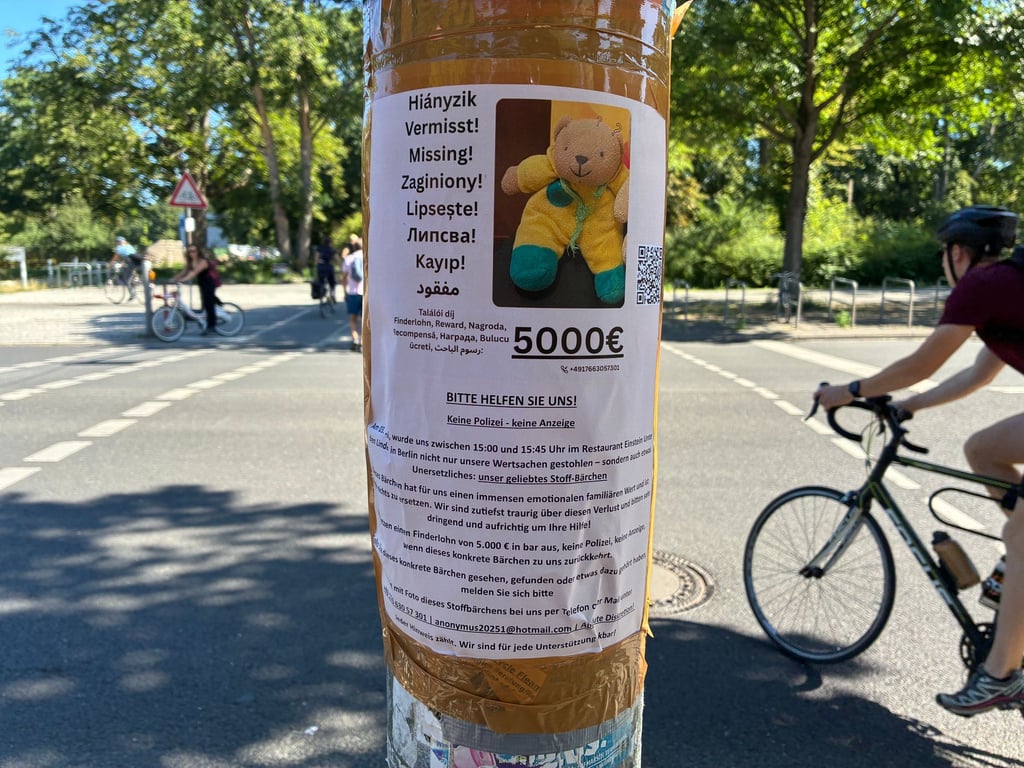 Suche nach dem vermissten Teddy in Berlin: Der Finderlohn ist deutlich erhöht worden.