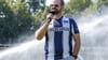 Hertha-Präsident Fabian Drescher stimmt bei der Saisoneröffnung die Fans auf hohe Ziele ein.