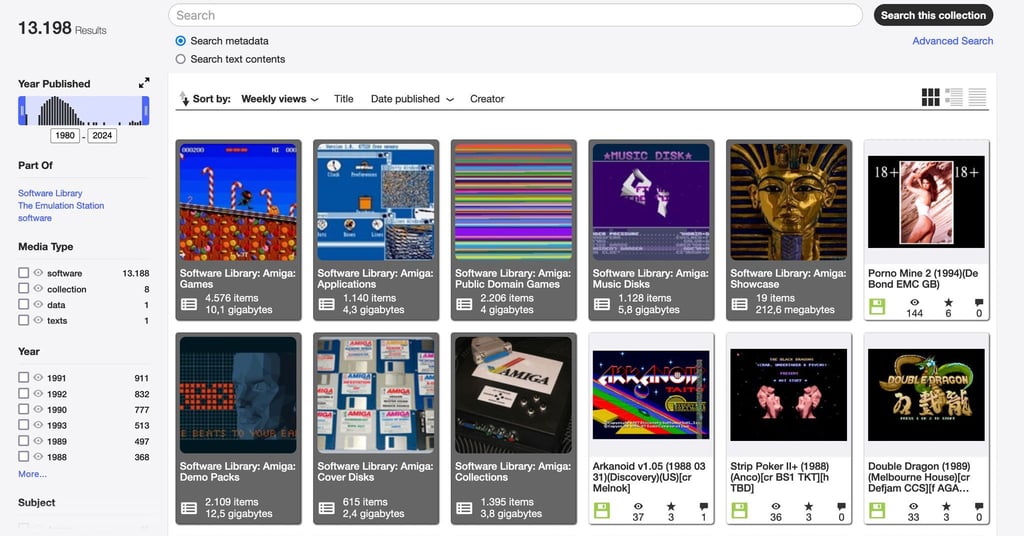 Amiga-Spiele so weit das Auge reicht: Das Internet Archive speichert sie für uns und die Nachwelt.