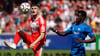 In der vergangenen Saison war Bocar Baro (r., gegen Fabrice Hartmann) noch Gegner des HFC, jetzt spielt er selbst für Halle. 