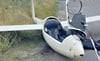 Das Segelflugzeug schaffte es nicht mehr bis zum Flugplatz Renneritz und ist vor dem Gelände der Firma Strabag notgelandet. 