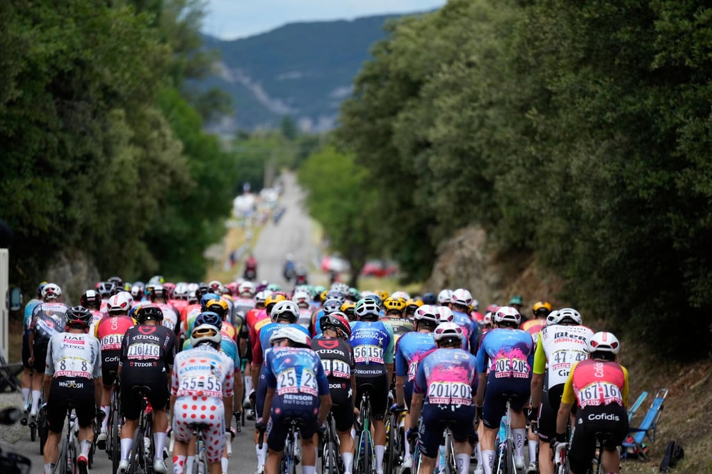 Die Fahrer auf der 17. Etappe der Tour de France auf dem Weg nach Valence.