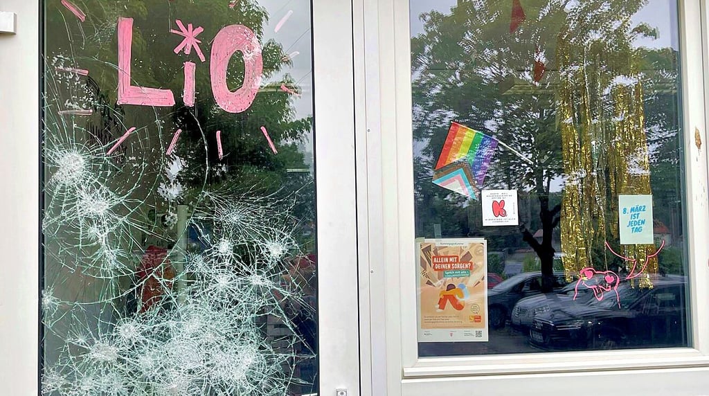 Die Täter attackierten die Scheibe mit Steinen.